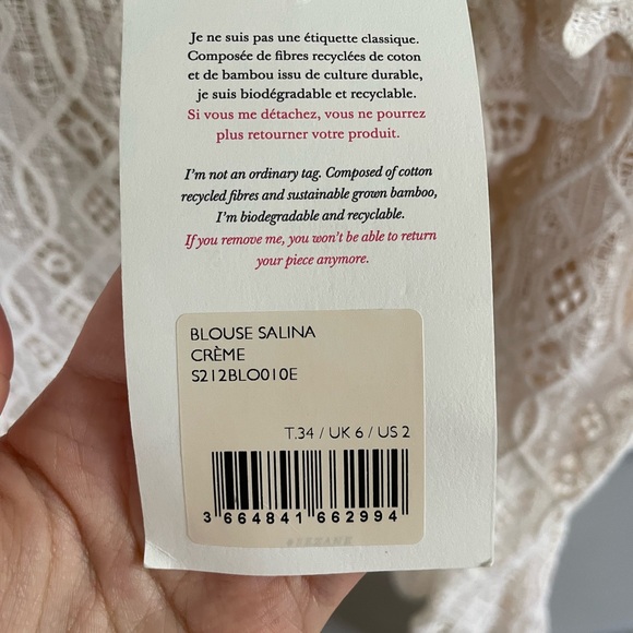 Sezane Cream Lace Blouse - Picture 3 of 6